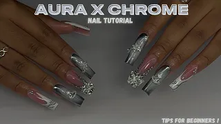 Chrome x Aura Nails| Acrylic fill with Tips for beginners