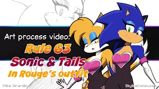 Commission Sonic & Tails Rouge costume timelapse