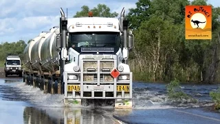 Extreme Trucks #9 - 4 trailer fuel Road Train flood crossing outback Australia CAMINHÕES EXTREMOS