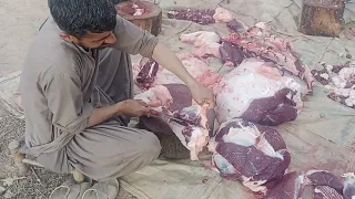 meat big parts cutting skills l cow cutting process l beef cutting skills l village meat market l