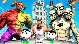 GIANT GREEN RED GOD HULK vs GIANT BLACK SPIDER-MAN 😱 IN GTA5 | GTA5 AVENGERS