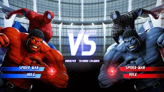 Spider-man & Red Hulk vs Black Spider-man & Black Hulk  (Hardest AI)Marvel vs Capcom : Infinite