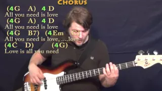 All You Need Is Love (The Beatles) Bass Guitar Cover Lesson with Chords/Lyrics