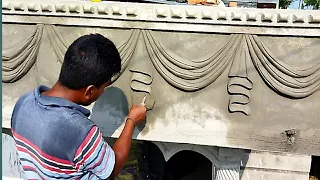 House Front Parapet Wall Plaster Design / Cement and sand