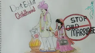 How to draw stop chield marriage drawing step by step || project for social issues