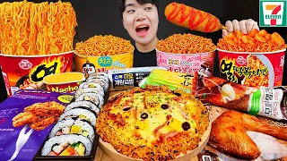 ASMR MUKBANG convenience store store, FIRE Noodle, HOT DOG, GIMBAP, Tteokbokki EATING SOUND !