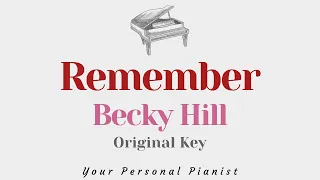 Remember - Becky Hill (Original Key Karaoke) - Piano Instrumental Cover with Lyrics