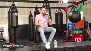 Conor McGregor trash talks Nate Diaz "Going to go up there & slap that big heavy bag w/eyes around!"