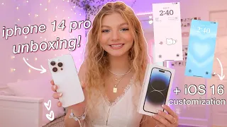 iPhone 14 Pro UNBOXING & REVIEW!! + iOS 16 phone customization tips/tricks & setting up!