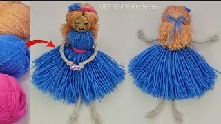 (gift) it was so cute👸how to make a doll from yarn.