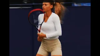 Camila Giorgi On The Practice Court At Eastbourne UK