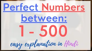 Generate Perfect number from 1 to 500 in Java || Hindi