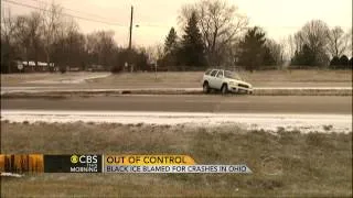 Black ice causes cars to spin out of control in Ohio