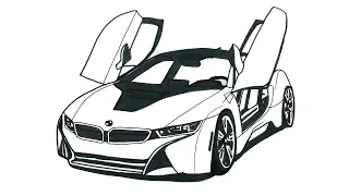 How to draw a Bmw i8 drawing step by step - Bmw i8 kolay araba çizimi - Çizim Mektbi [2021]