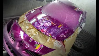 How to paint a car - guide from start to finish - purple airbrush on top