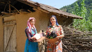 IRAN! Eggplants Stew Cooked with Lamb Leg, Organic Vegetables and Pilaf in Village