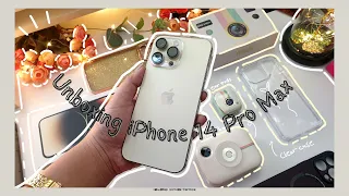 Iphone 14 Pro Max (Gold 512 GB)Unboxing Aesthetic + accessorie haul.