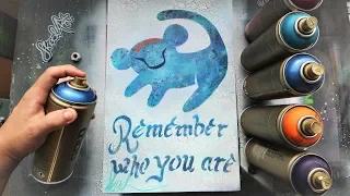 REMEMBER WHO YOU ARE - The Lion King GLOW IN DARK  SPRAY PAINT ART by Skech