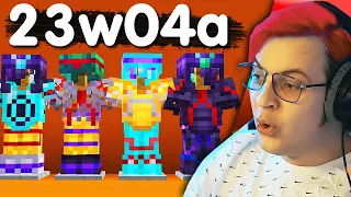 100+ NEW ARMOR! 23w04a || Russian Streamer Reacts To Minecraft Snapshot 23w04a