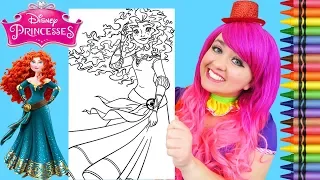 Coloring Brave Merida Disney Princess GIANT Coloring Page Crayola Crayons | KiMMi THE CLOWN