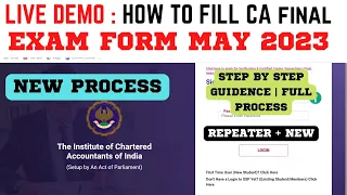 Live Demo :- How To Fill CA Final Exam Form May 2023 | Step By Step Guidance | Exam Form New Process