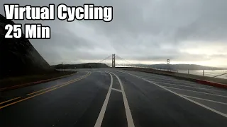 Bike Ride from Golden Gate Bridge Overlook | Rain | Virtual Exercise for Treadmill