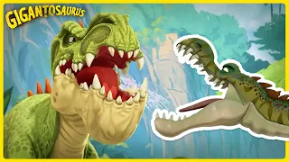 Dinosaur Fight: Gigantosaurus Saves Cretacia from Spinosaurus | New Episode | Multilingual