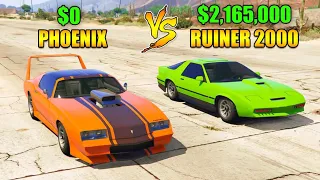 GTA 5 Online : $0 CAR Vs $5,745,600 CAR | Ruiner 2000 vs Imponte Phoenix (WHICH IS BEST?)
