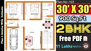 30 X 30 Building Plan||900 sqft House Plan ||South Facingome Map||30*30 Makan Ka Naksha II Plan:165