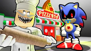 BIG BABY SONIC.EXE VS ESCAPE PAPA PIZZA'S PIZZERIA IN ROBLOX