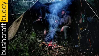 3 Days in Heavy Rain | Military Canvas Shelter | Swiss Army & Bundeswehr Gear | Black Forest | Pt. 2