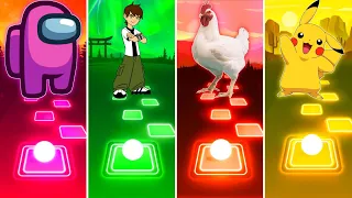 Among Us vs Ben 10 vs Chicken vs Pikachu - Tiles Hop EDM Rush