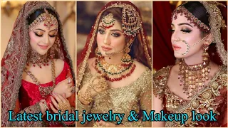 Latest bridal jewelry & Makeup look 2024 /  trending bridal jewelry set designs/bridal collection