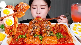 ASMR * 🔥SPICY FOOD COMBO🔥 SPICY FIRE CHICKEN NOODLE WRAPS & SPICY FIRE MUSHROOMS (+CHILIES) MUKBANG