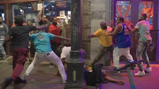 Wild! Crazy Fight Brawl breaks out 6th Street Austin TX