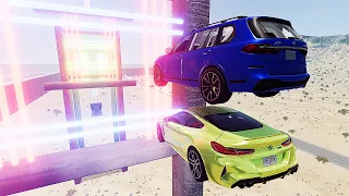 Cars VS Laser CUT Ramp Parkour Jumping - BeamNG Drive