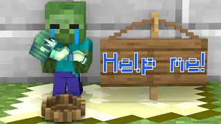 Monster School : 2 Zombie Baby Need Help - Minecraft Animation