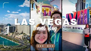 4K SUPERBOWL LVIII SIGNS, LAS VEGAS STRIP WALKING FLAMINGO - CEASAR'S PALACE - BELAGIO II DEO BON