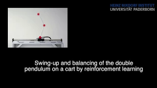 Swing-up and balancing of the double pendulum on a cart by reinforcement learning