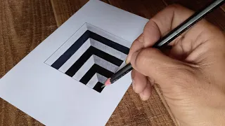 Very easy!How to draw 3d Hole trick art illusion on paper