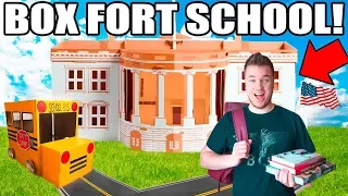 BOX FORT HIGH SCHOOL!! 📦🚌 Gym Class, Dodgeball, Detention & More!