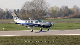 Piper PA-46-350P Malibu Taxiing + Take Off Augsburg Airport