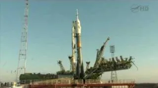 ISS Expedition 29/30 Soyuz TMA-22 Rocket Rollout to the Launch Pad in Baikonur Kazakhstan