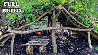 Viking Builds a Bushcraft Turf House Shelter with Hand Tools