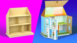 Двухэтажный домик из картона особняк для кукол своими руками