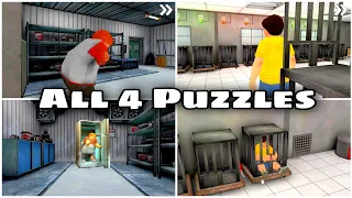 Ice scream 6 Puzzles : Uncover the pipes, Remove the box, Force the cage door & Open the cold room