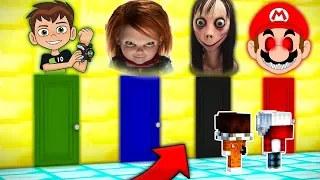 NO ESCOJAS LA PUERTA EQUIVOCADA!!! | MOMO,BEN 10, CHUCKY Y MARIO.EXE EN MINECRAFT