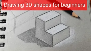 How to draw 3D shapes /basic shapes | 3D art drawing tutorial easy on paper/ Shading for beginners