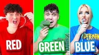 Eating Only ONE Color Food for 24 Hours! (Rainbow Food Challenge)