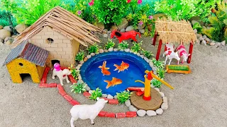 DIY Farm Diorama with house for cow, barn | mini hand pump supply water for animals  | @DiyFarm